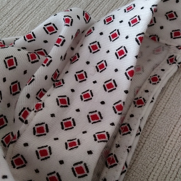 Loft Outlet Pleated Rayon Blouse XL Red White - Picture 9 of 11